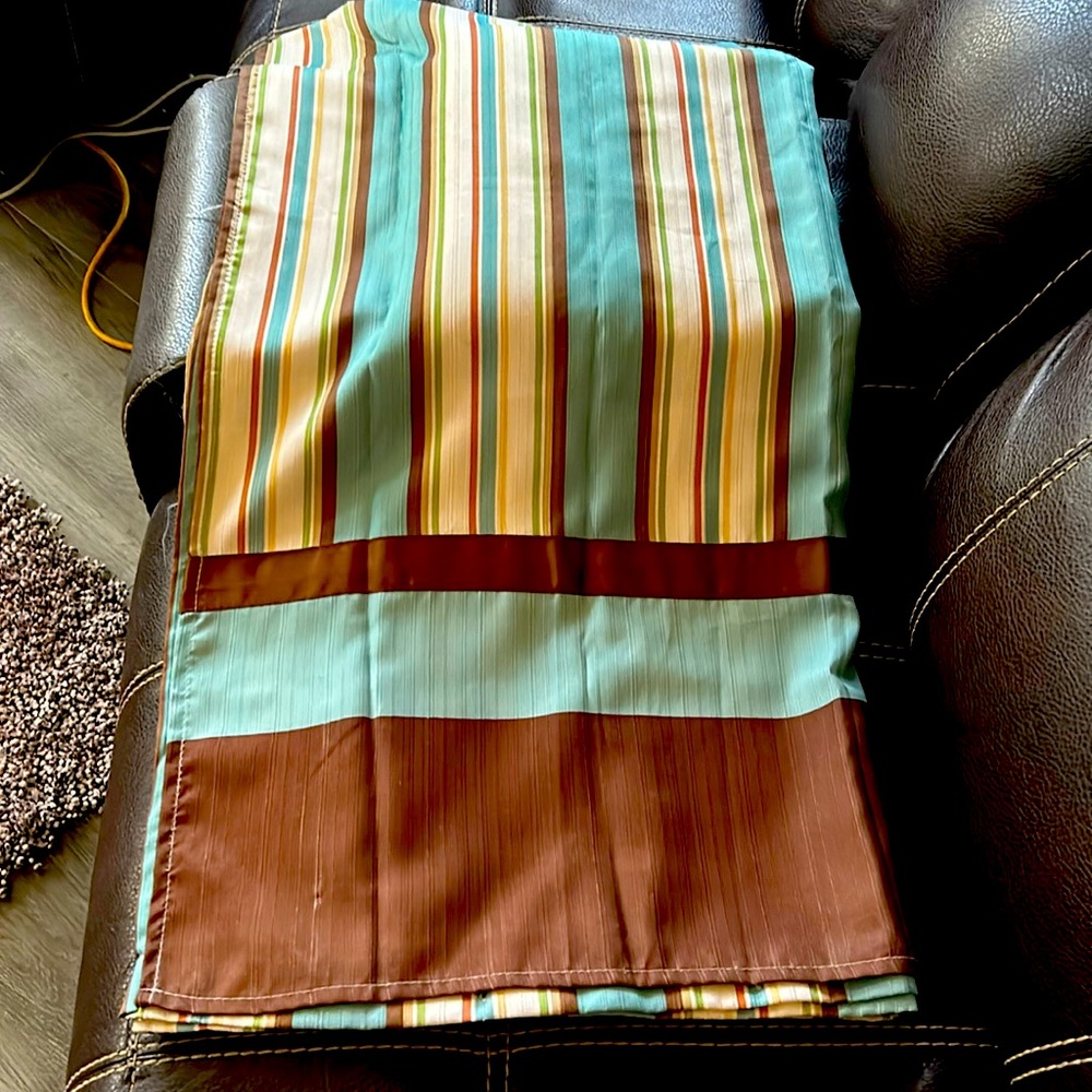 Better Homes & Gardens Striped Brown Turquoise, Green, Tan Shower Curtain